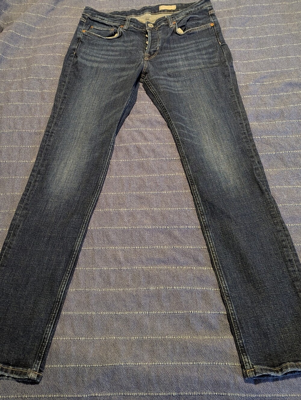 AllSaints Rex Men's Straight Jeans in Dark Blue, W32